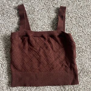 Lightly worn, knit dark brown tank top. Good condition